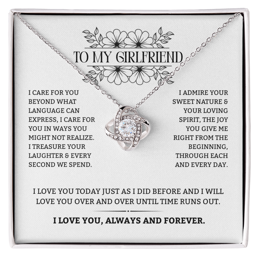 To My Girlfriend | I Care for You Beyond Words | Love Knot Necklace