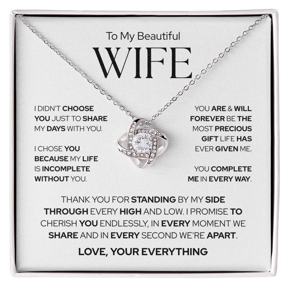 To My Wife | The Most Precious Gift in My Life | Love Knot Necklace