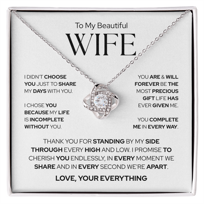 To My Wife | The Most Precious Gift in My Life | Love Knot Necklace