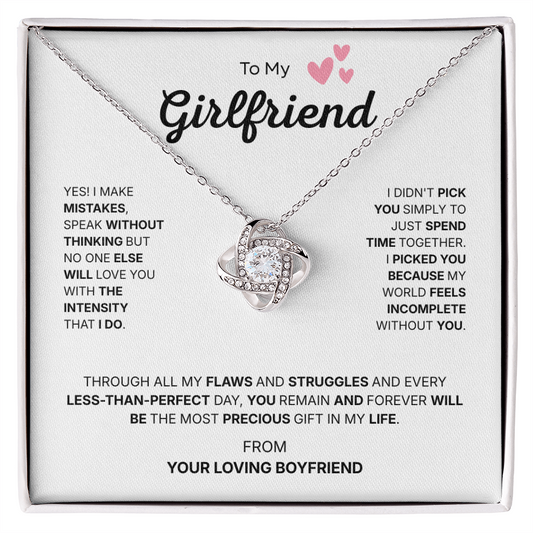 To My Girlfriend | I Picked You Because You Matter Most | Love Knot Necklace