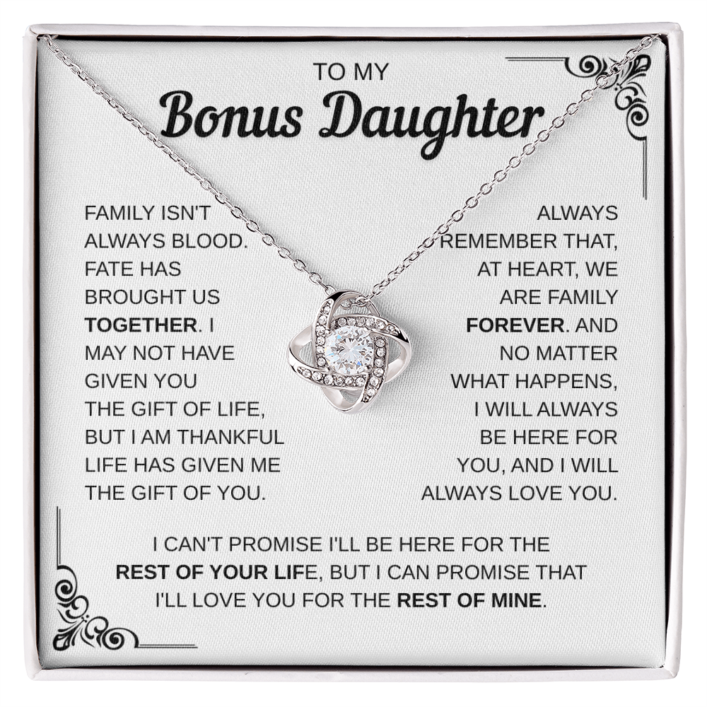 To My Bonus Daughter | Forever Part Of My Family | Love Knot Necklace