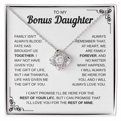To My Bonus Daughter | Forever Part Of My Family | Love Knot Necklace