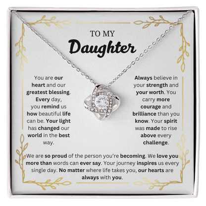 To My Daughter | Proud of the Person You're Becoming | Love Knot Necklace