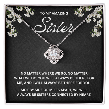 To My Sister – Heart to Heart Bond – Love Knot Necklace