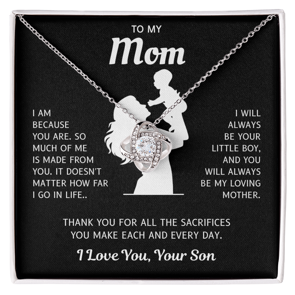 To My Mom – Because Of You – Love Knot Necklace