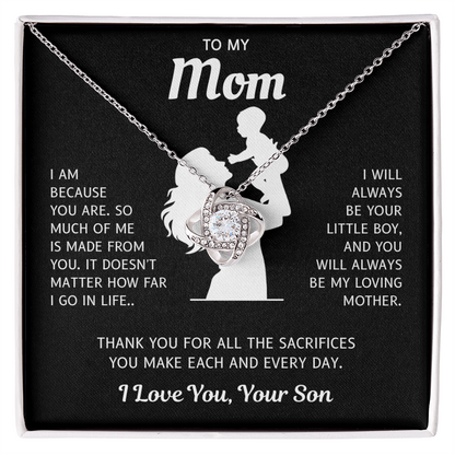 To My Mom – Because Of You – Love Knot Necklace