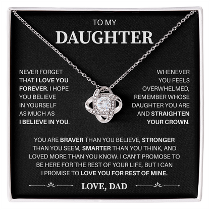 To My Daughter | Believe In Yourself Always | Love Knot Necklace