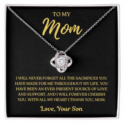 To My Mom – Cherish You Forever – Love Knot Necklace