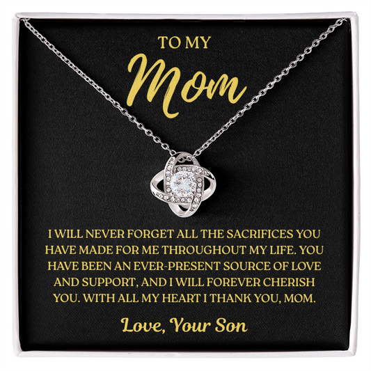 To My Mom – Cherish You Forever – Love Knot Necklace