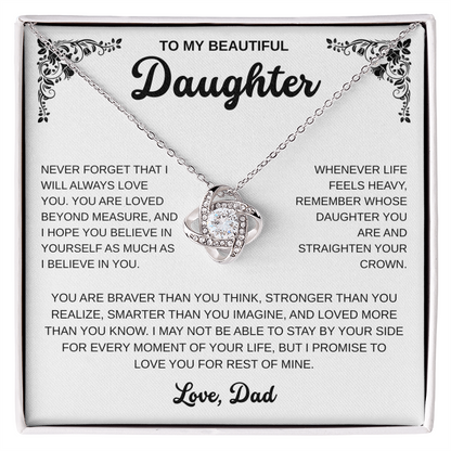 To My Daughter | A Father's Endless Love | Love Knot Necklace