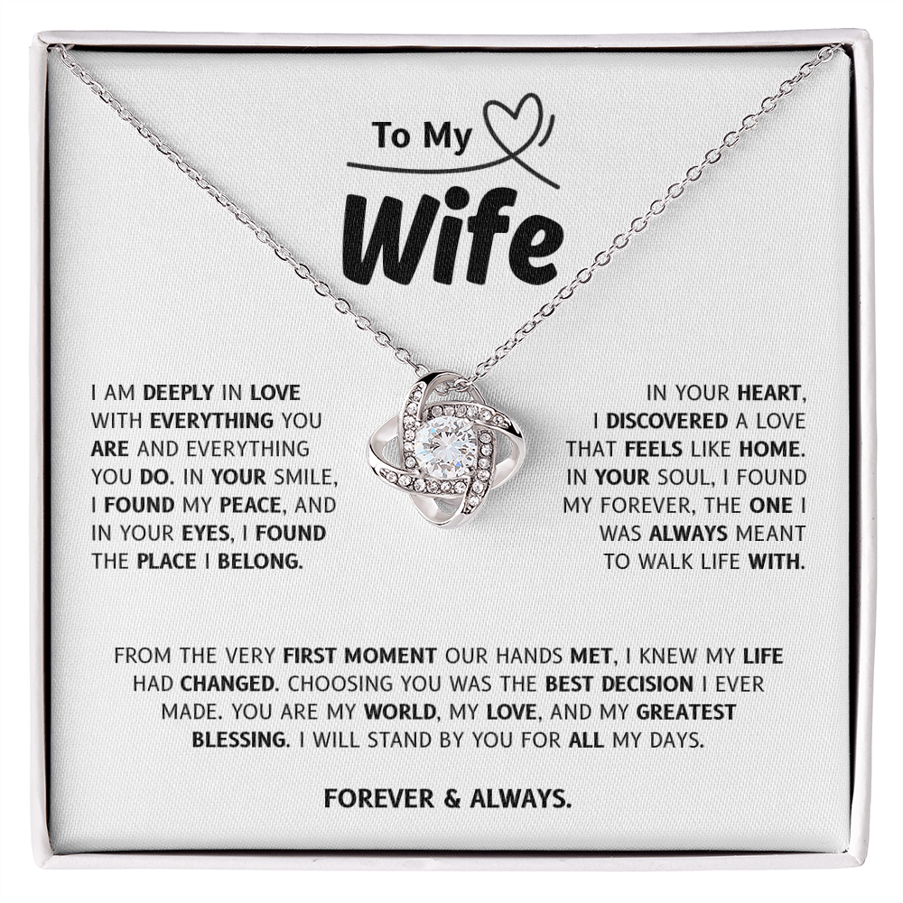 To My Wife | My World, My Love, My Blessing | Love Knot Necklace