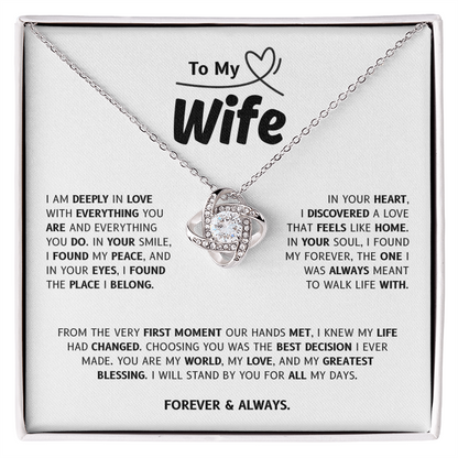 To My Wife | My World, My Love, My Blessing | Love Knot Necklace