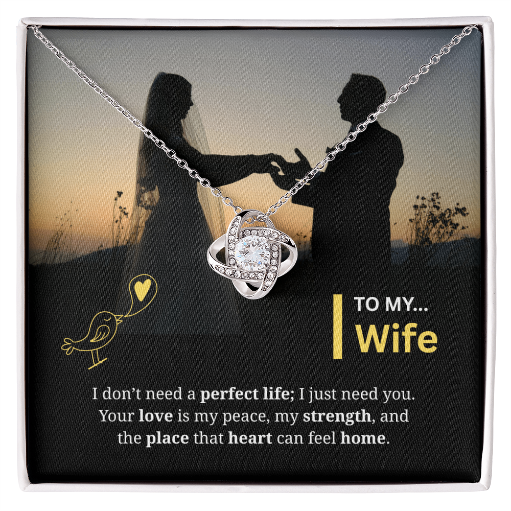 To My Wife | My Heart Feels Home With You | Love Knot Necklace