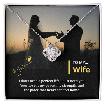 To My Wife | My Heart Feels Home With You | Love Knot Necklace