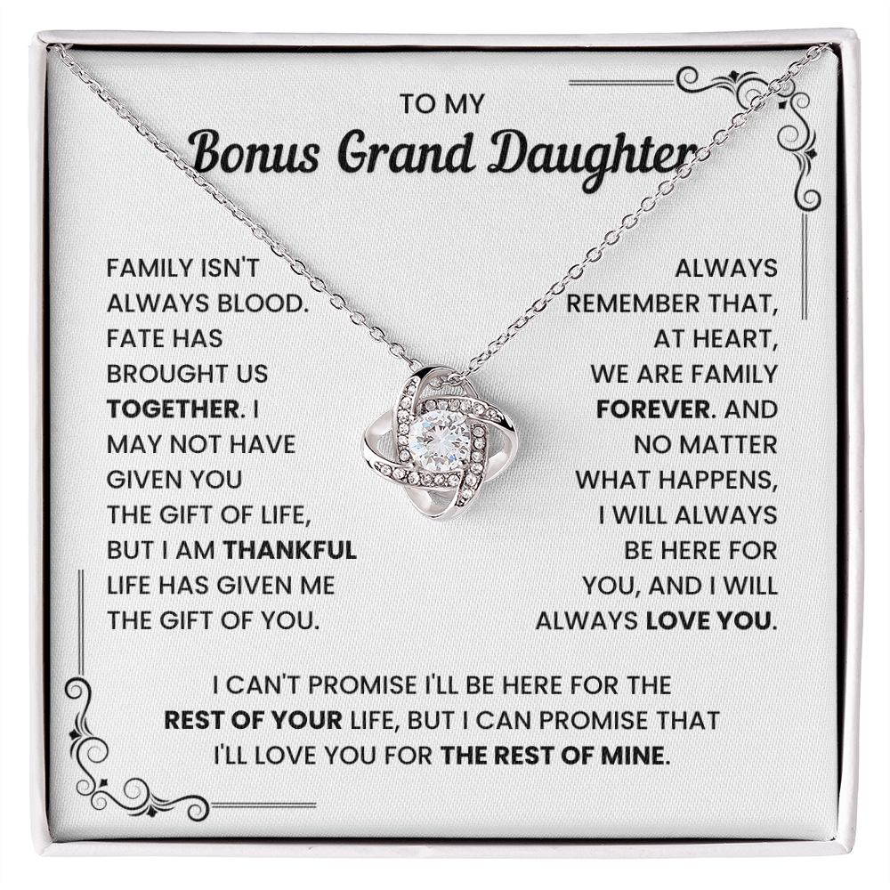 To My Bonus Granddaughter – We Are Family Forever – Love Knot Necklace