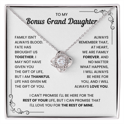 To My Bonus Granddaughter – We Are Family Forever – Love Knot Necklace