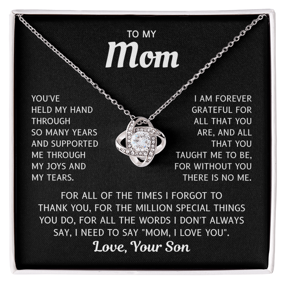To My Mom – Always In My Heart – Love Knot Necklace