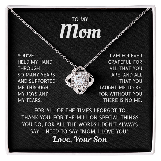 To My Mom – Always In My Heart – Love Knot Necklace