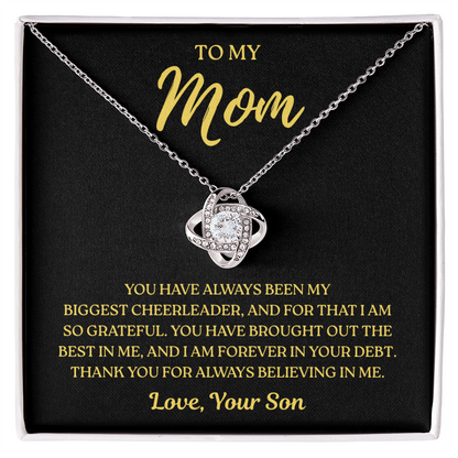 To My Mom – Biggest Cheerleader Always – Love Knot Necklace