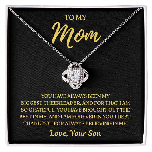 To My Mom – Biggest Cheerleader Always – Love Knot Necklace