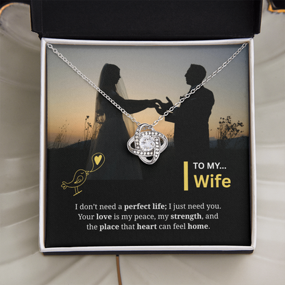 To My Wife | My Heart Feels Home With You | Love Knot Necklace