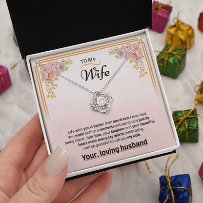 To My Wife | Grateful to Call You Mine | Love Knot Necklace