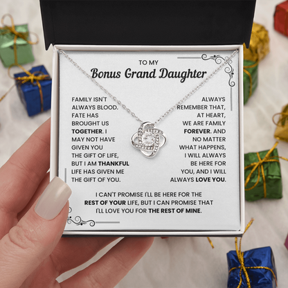 To My Bonus Granddaughter – We Are Family Forever – Love Knot Necklace