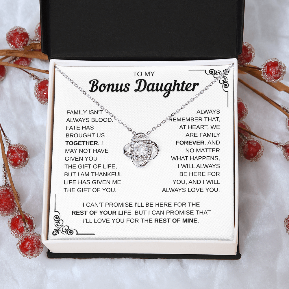 To My Bonus Daughter | Forever Part Of My Family | Love Knot Necklace