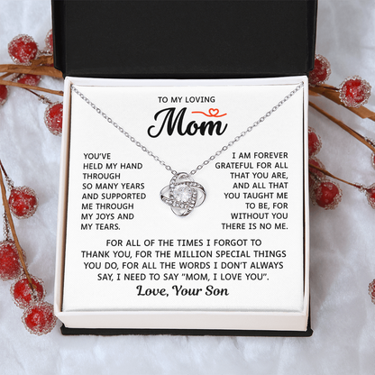 To My Mom – Forever Grateful Always – Love Knot Necklace