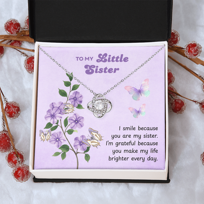 To My Little Sister – Make My Life Brighter – Love Knot Necklace