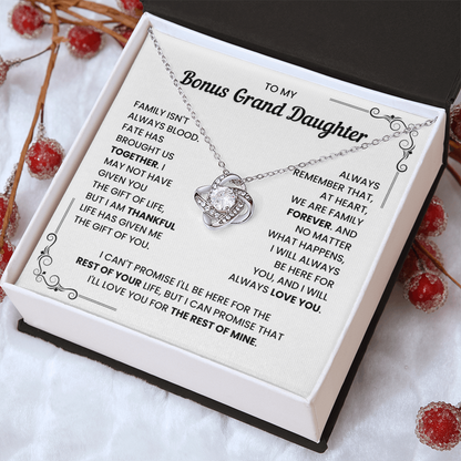 To My Bonus Granddaughter – We Are Family Forever – Love Knot Necklace