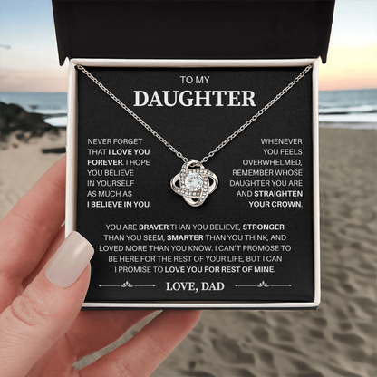 To My Daughter | Believe In Yourself Always | Love Knot Necklace
