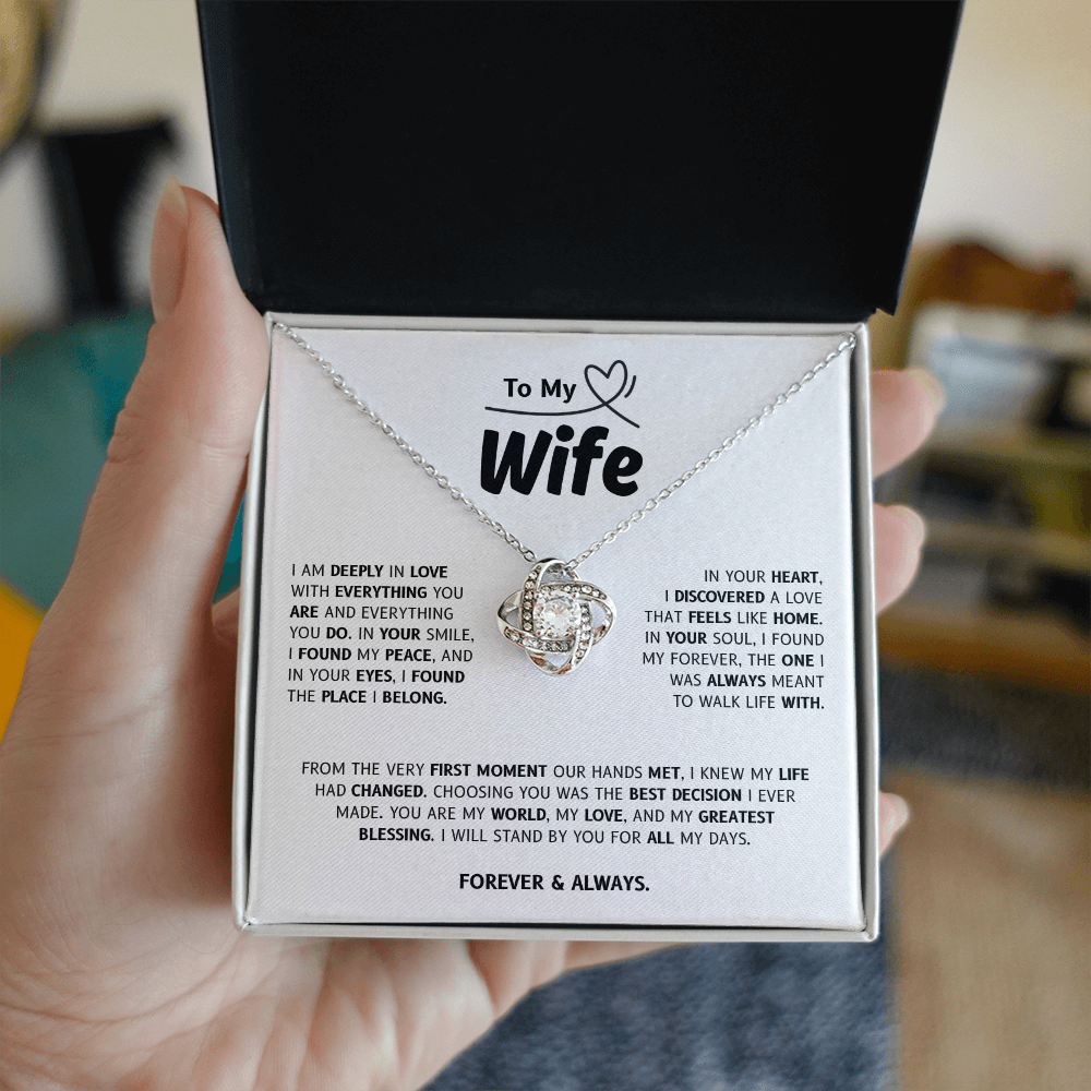 To My Wife | My World, My Love, My Blessing | Love Knot Necklace