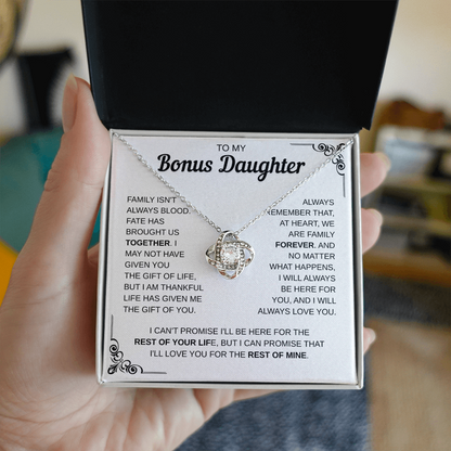To My Bonus Daughter | Forever Part Of My Family | Love Knot Necklace