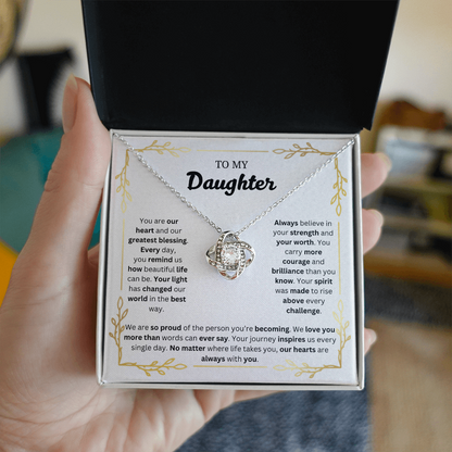 To My Daughter | Proud of the Person You're Becoming | Love Knot Necklace