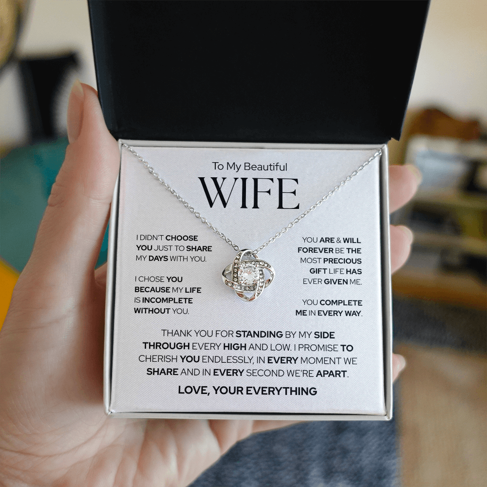 To My Wife | The Most Precious Gift in My Life | Love Knot Necklace