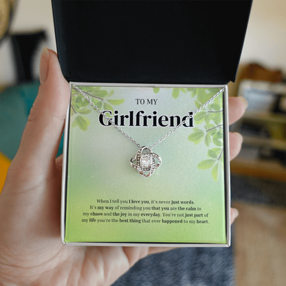 To My Girlfriend | Grateful for the Joy You Bring | Love Knot Necklace