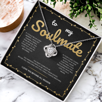 To My Soulmate | My Heart Found Its Forever With You | Love Knot Necklace