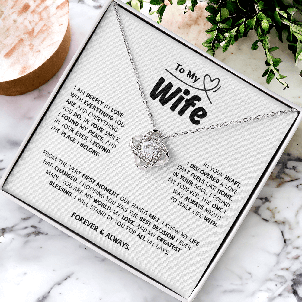 To My Wife | My World, My Love, My Blessing | Love Knot Necklace