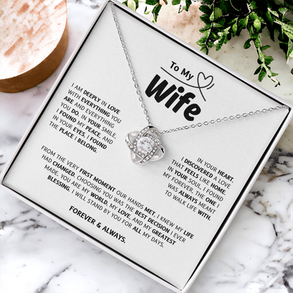 To My Wife | My World, My Love, My Blessing | Love Knot Necklace