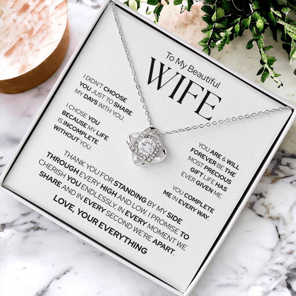 To My Wife | The Most Precious Gift in My Life | Love Knot Necklace