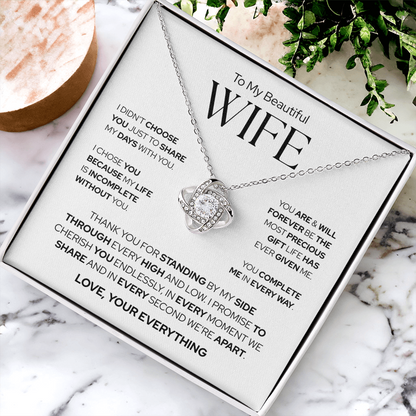 To My Wife | The Most Precious Gift in My Life | Love Knot Necklace