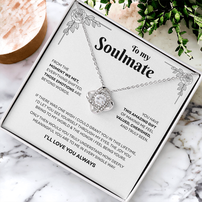 To My Soulmate | A Bond That Means Everything | Love Knot Necklace