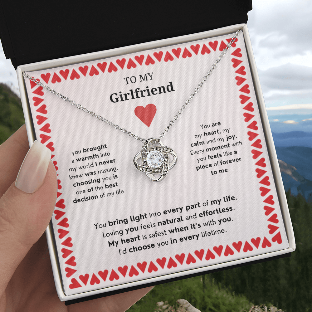 To My Girlfriend | Your Presence Brings Me Joy | Love Knot Necklace