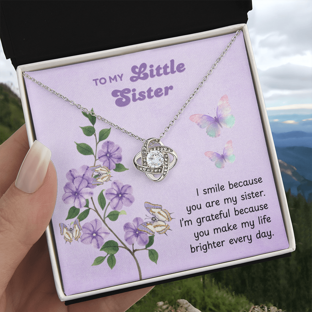 To My Little Sister – Make My Life Brighter – Love Knot Necklace