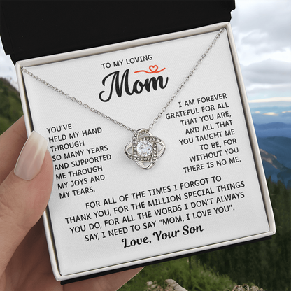 To My Mom – Forever Grateful Always – Love Knot Necklace