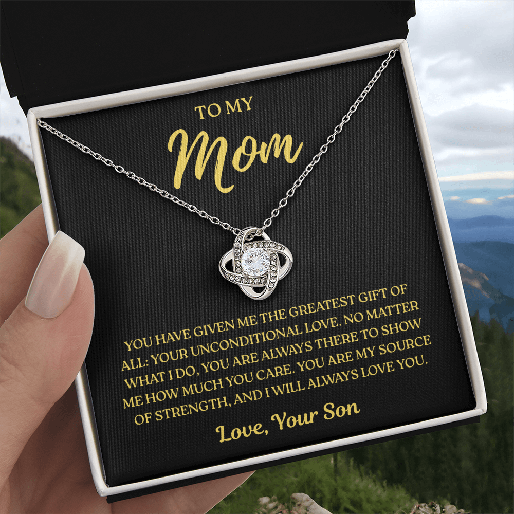 To My Mom – Unconditional Love Always – Love Knot Necklace