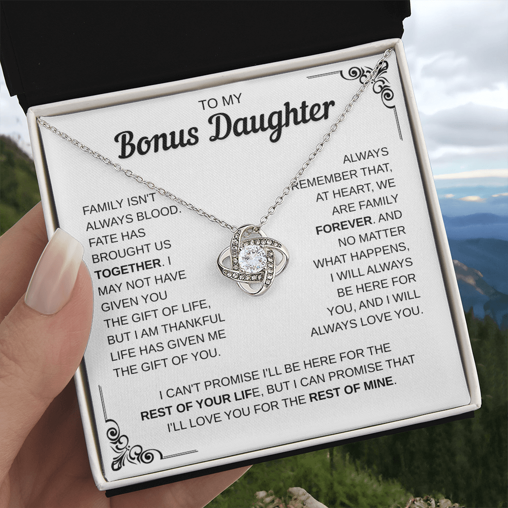 To My Bonus Daughter | Forever Part Of My Family | Love Knot Necklace