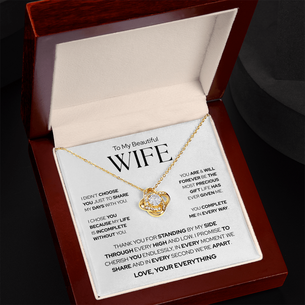 To My Wife | The Most Precious Gift in My Life | Love Knot Necklace