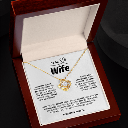 To My Wife | My World, My Love, My Blessing | Love Knot Necklace